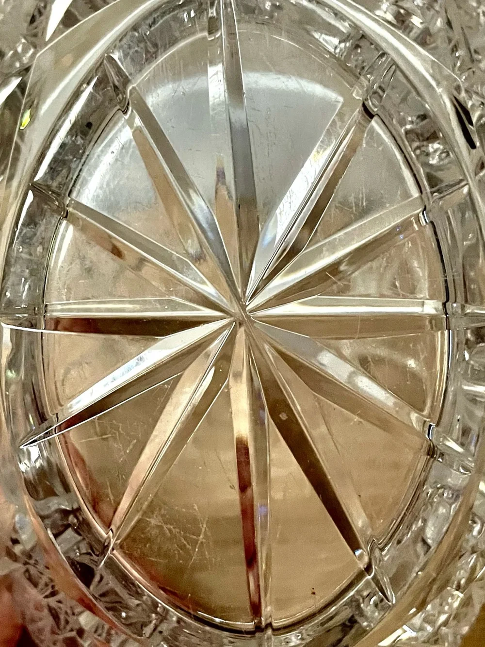 Cut Crystal Basket — Clear Glass Decorative Bowl